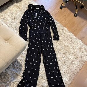 NWT Batsheva Mila Black and White Floral Jumpsuit